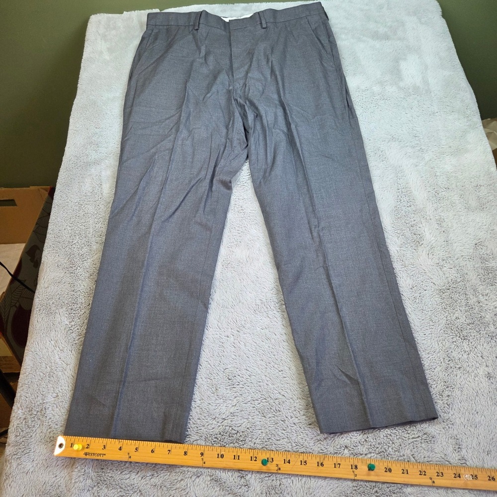 J.Crew Bowery Dress Pants Mens W36 L30 Flat Front Straight Leg Cotton Grey Pant
